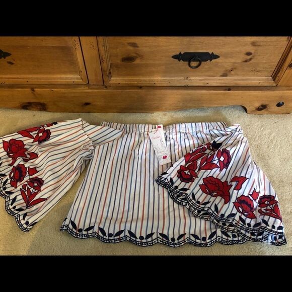 NWT Parker Dane Off-Shoulder Embroidered Blouse M - Picture 4 of 8